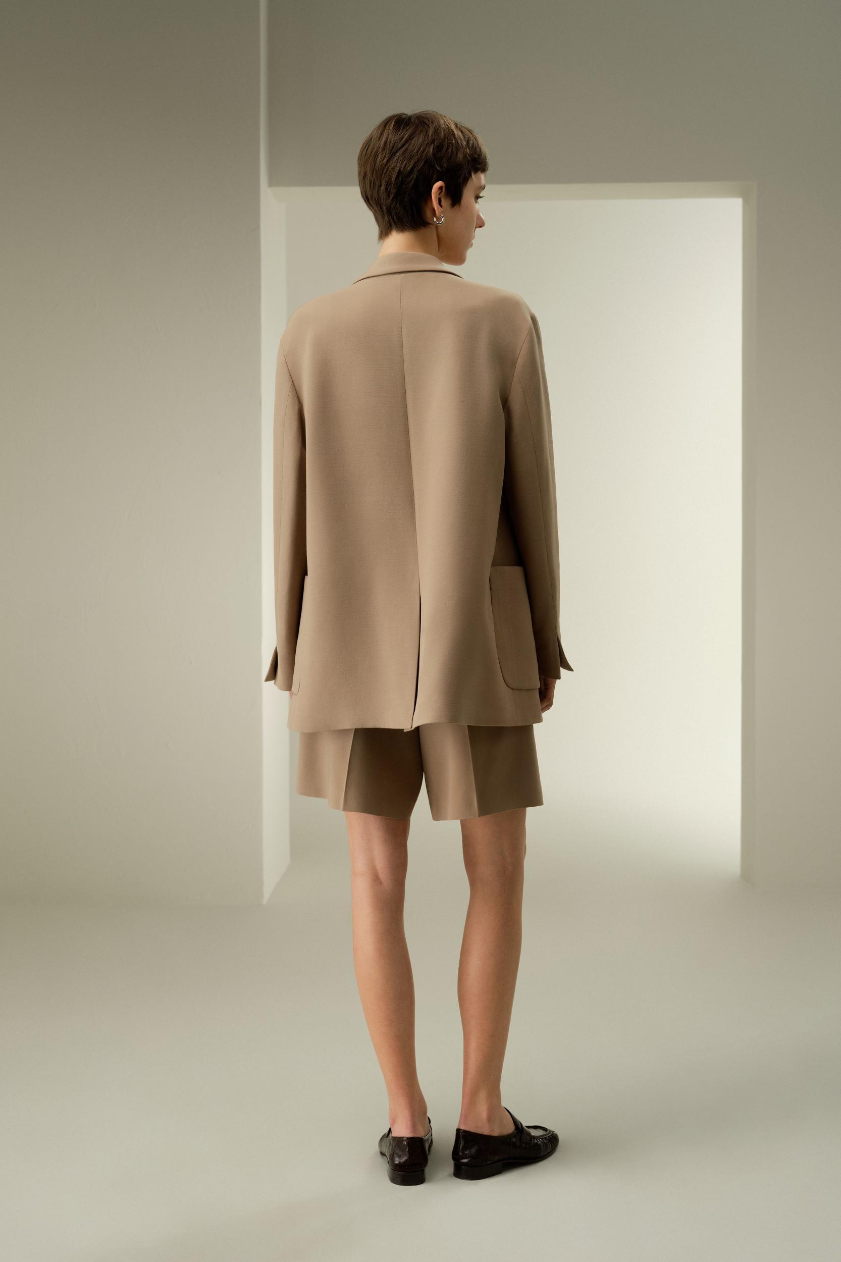 LILYSILK Wool Jacket - Female - Black Wool & Silk - Graceful Single Button Design Overcoat XS Product Image