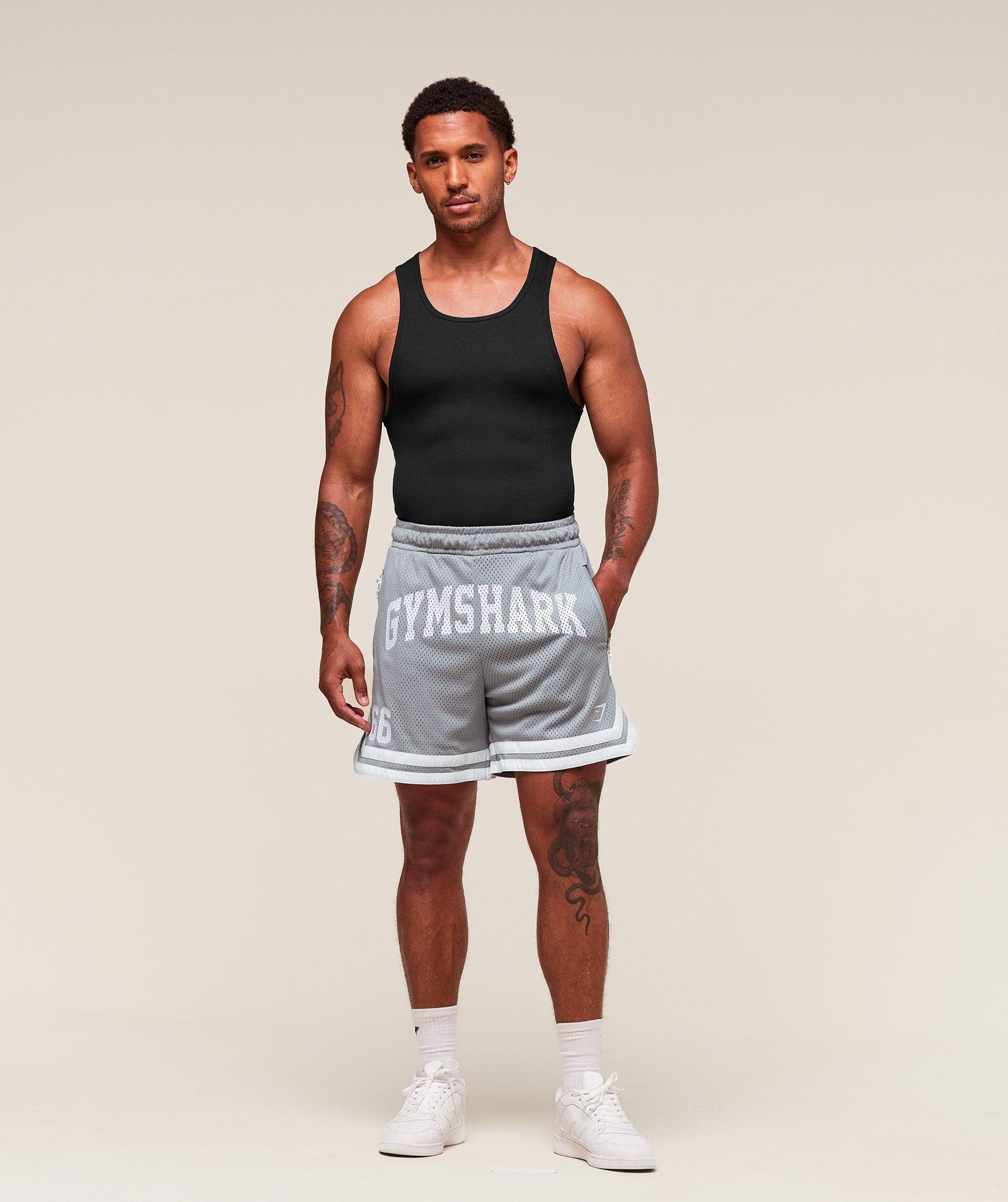 Gymshark Campus Mesh Shorts - Denim Grey Male Product Image