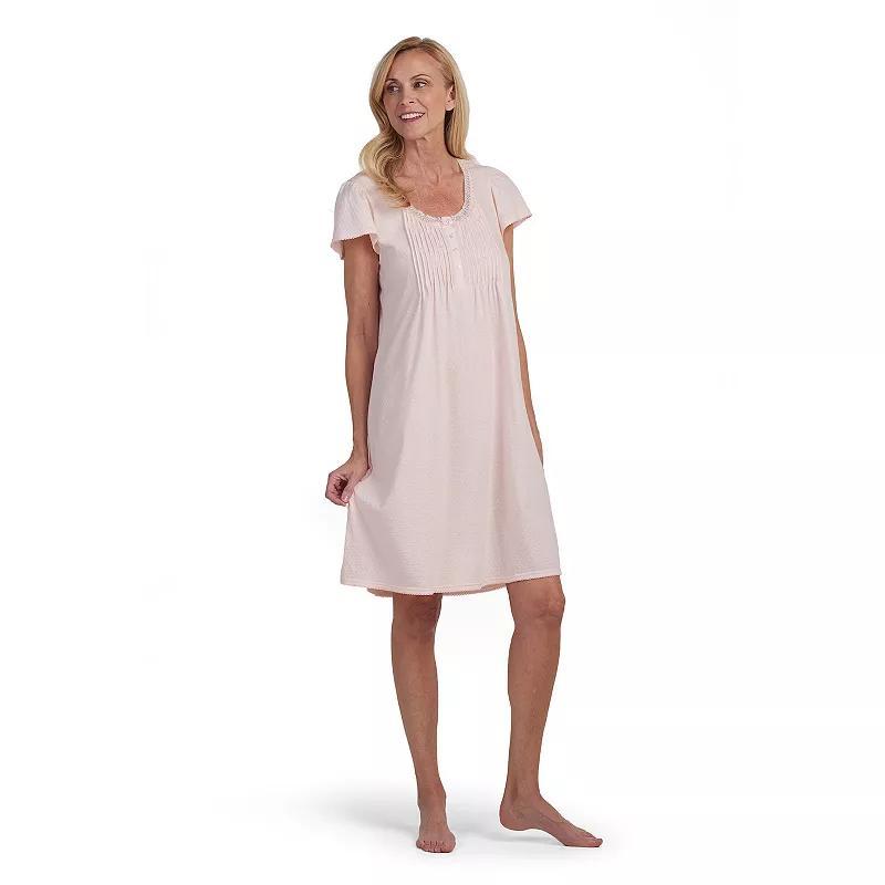 Plus Size Miss Elaine Essentials Silky Knit Short Gown, Womens Pink Product Image