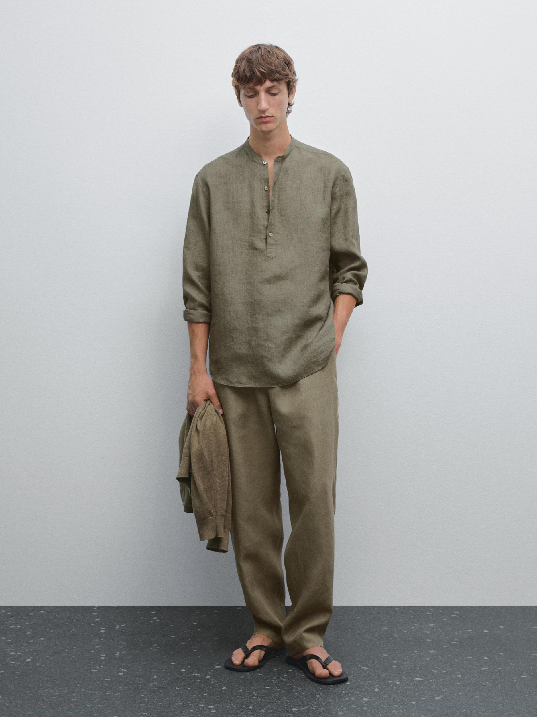Regular fit faded linen shirt Product Image