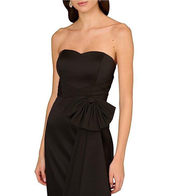 Aidan Mattox Stretch Mikado Strapless Sleeveless Taffeta Bow Drape Midi Sheath Dress Product Image