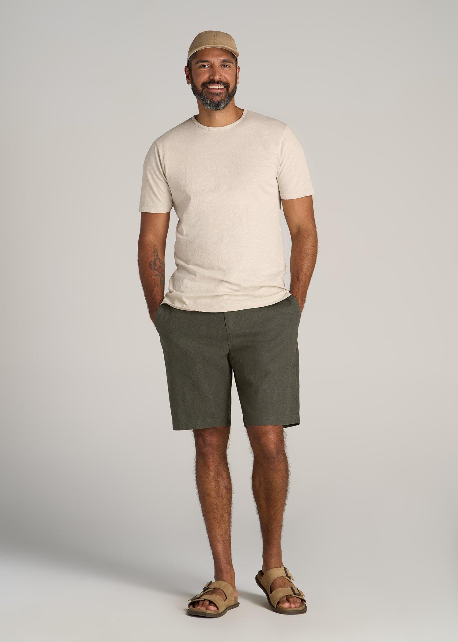 Linen Shorts For Tall Men in Burnt Orange Product Image