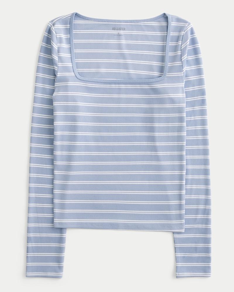 Ribbed Seamless Fabric Square-Neck Top Product Image