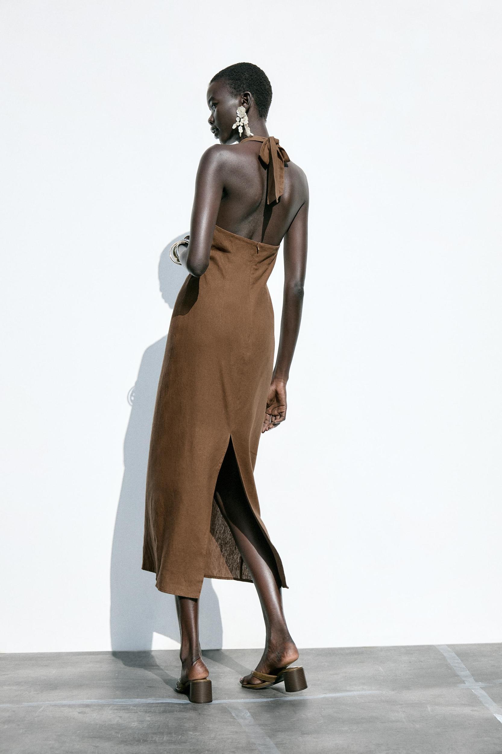 LINEN BUCKLE MIDI DRESS Product Image