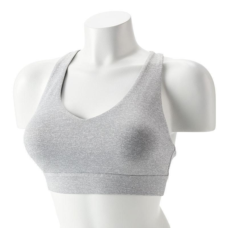 Tek Gear Ultrastretch Medium-Impact V-Neck Sports Bra, Womens, Grey Black Product Image