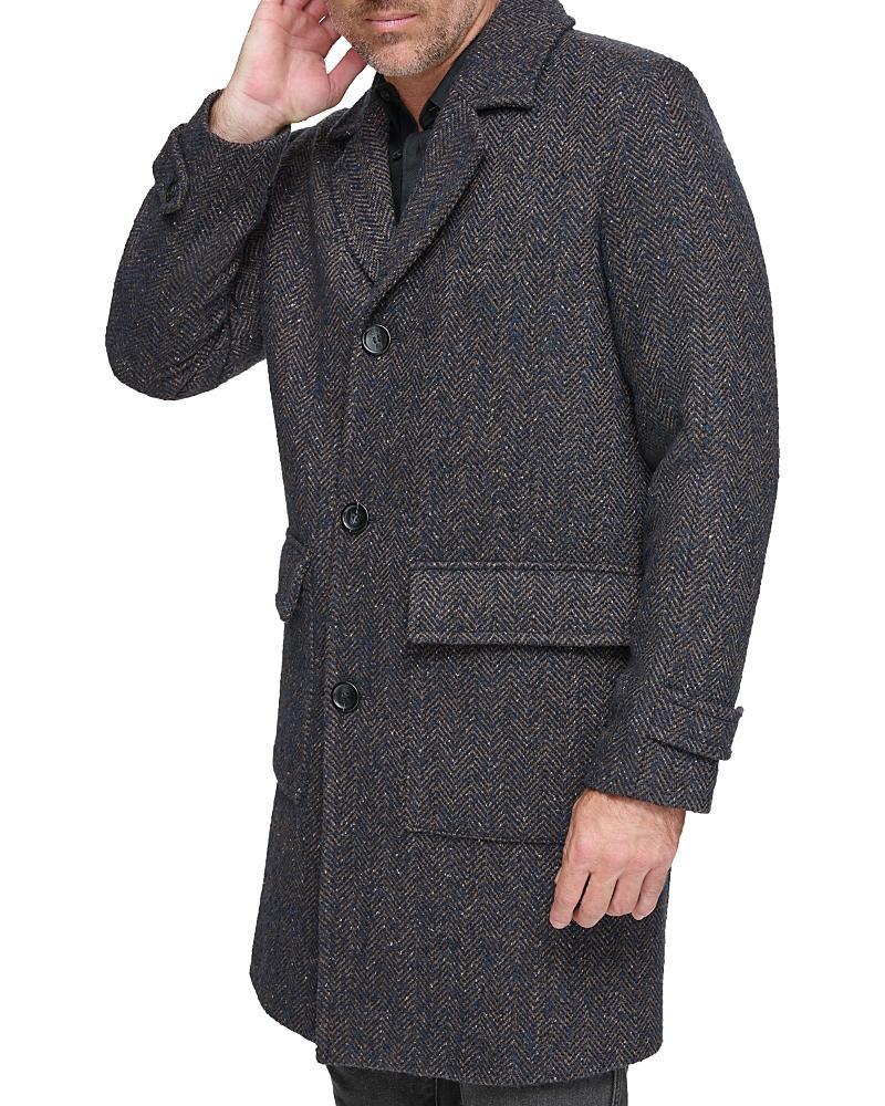 Andrew Marc Wexford Textured Herringbone Relaxed Fit Long Overcoat Product Image