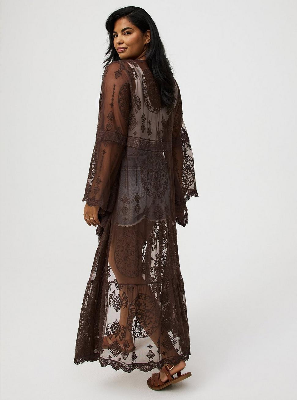 Embroidered Lace Mesh Kimono Product Image