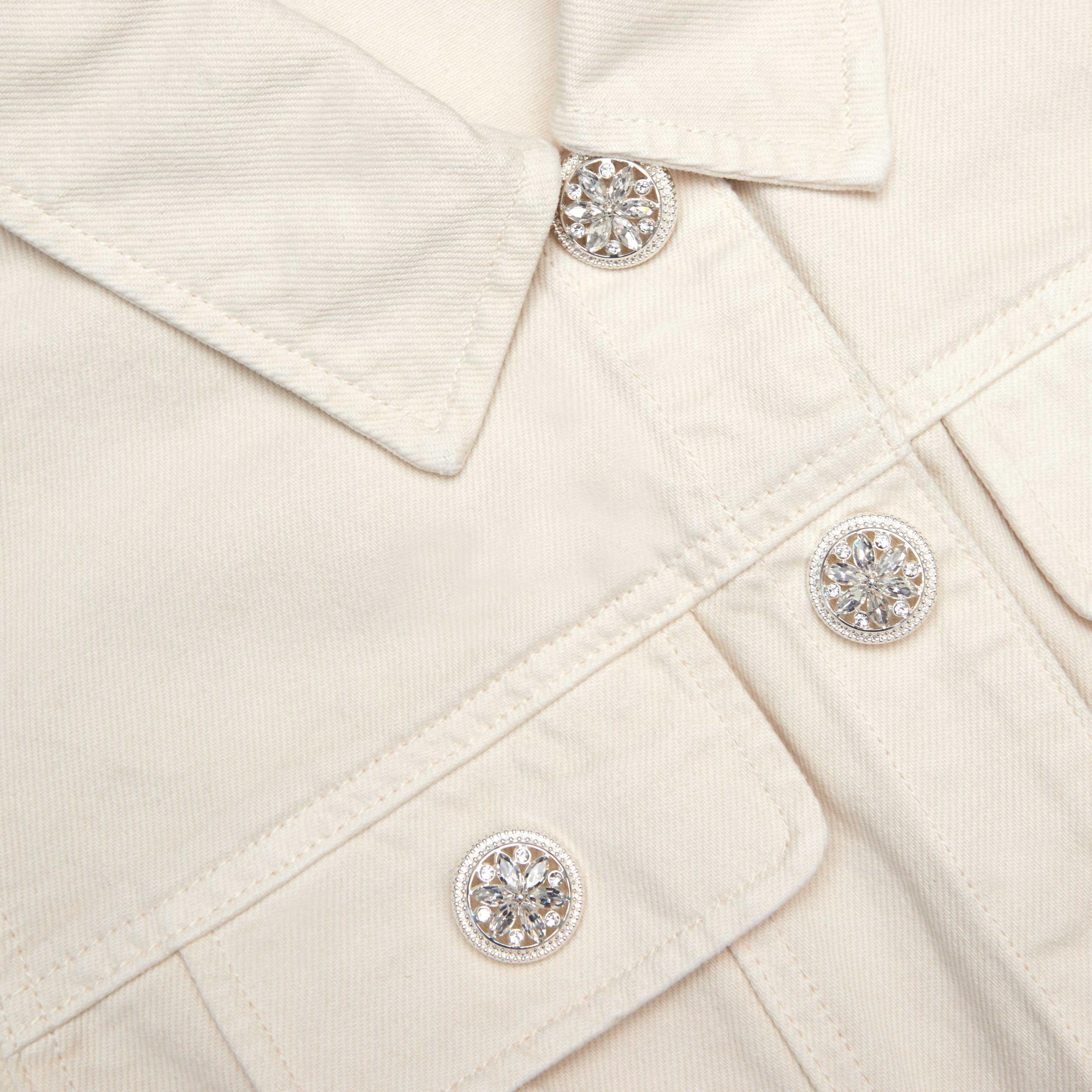 Cream Collared Denim Mini Dress Product Image