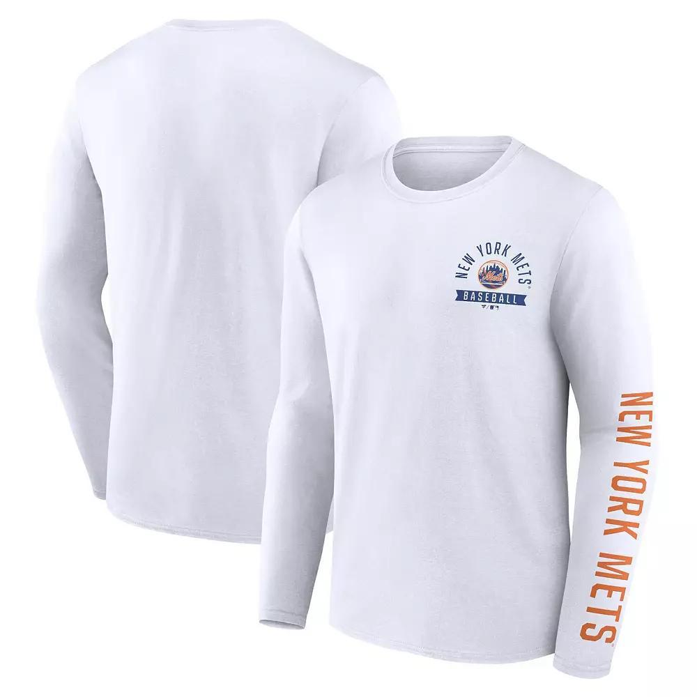 Men's Fanatics Branded White New York Mets Pressbox Long Sleeve T-Shirt,  Product Image