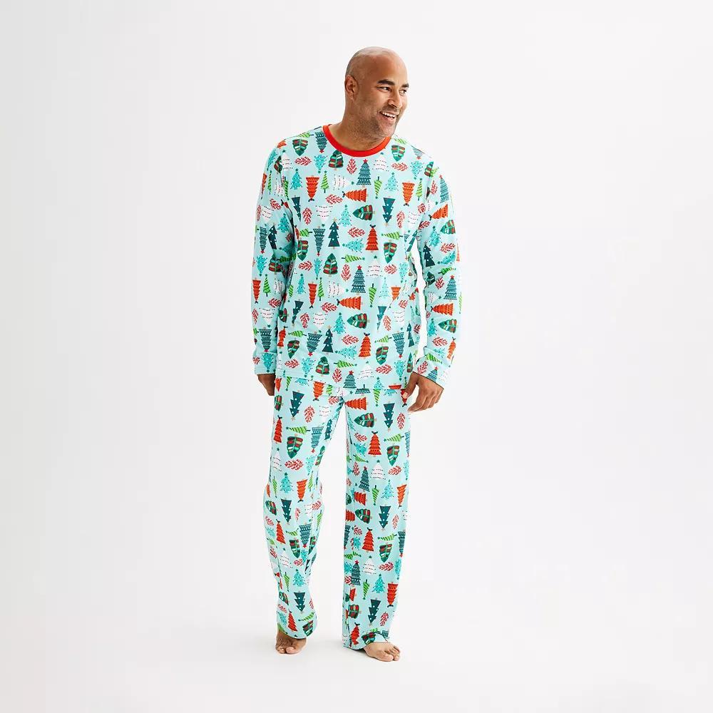 Big & Tall Jammies For Your Families® Trees Pajama Top & Pajama Bottoms Set, Men's, Size: 3XLT, Multi Trees Product Image