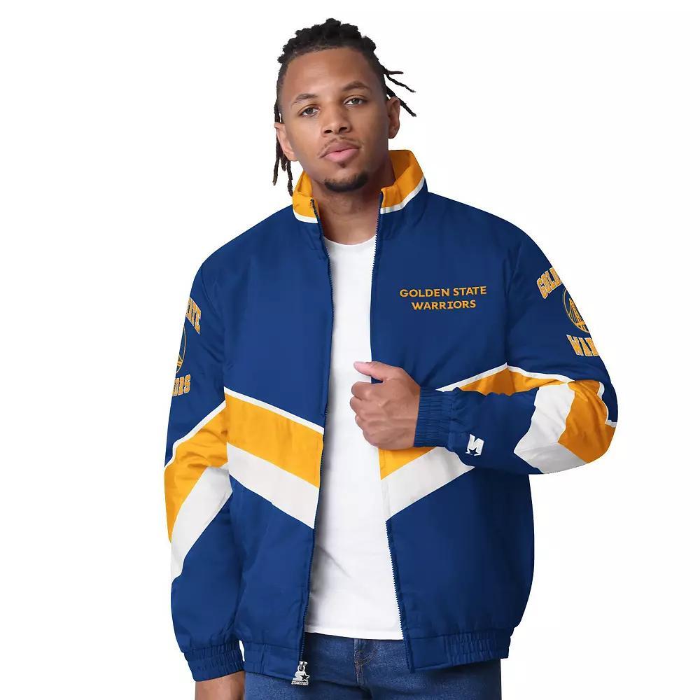 Men's Starter Royal Golden State Warriors Captain Oxford Full-Zip Jacket, Size: XL, Blue Product Image