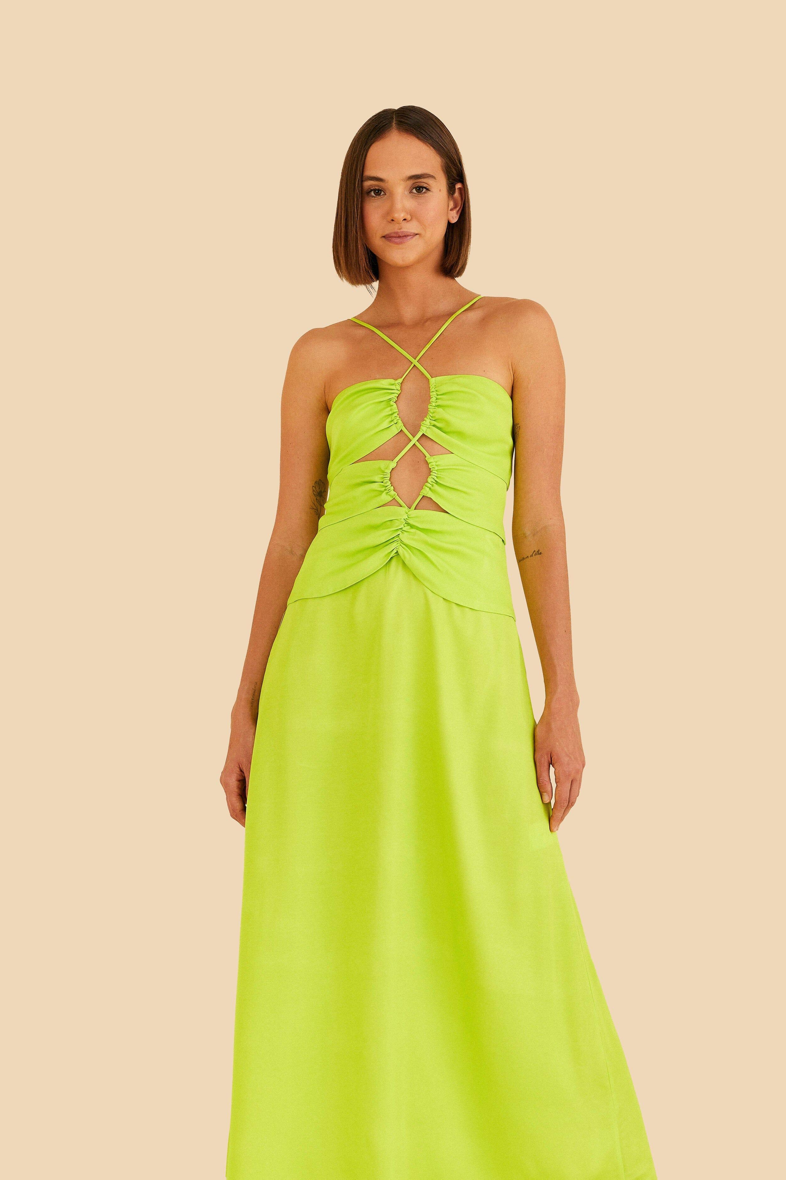 Lime Green  Lenzing™ Ecovero™ Viscose Sleeveless Midi Dress Product Image