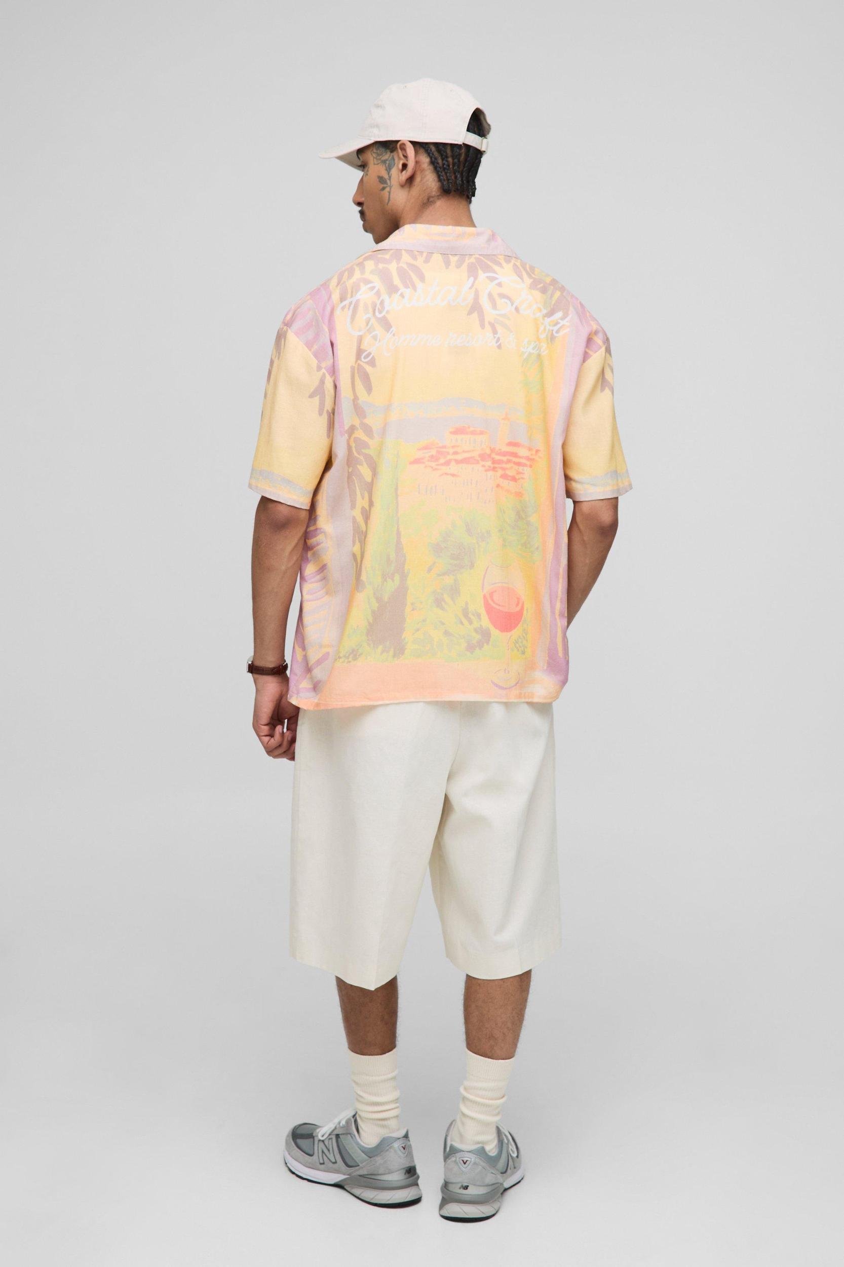 Relaxed Fit Linen Blend Pleat Front Fixed Waistband Tailored Shorts | boohooMAN USA Product Image