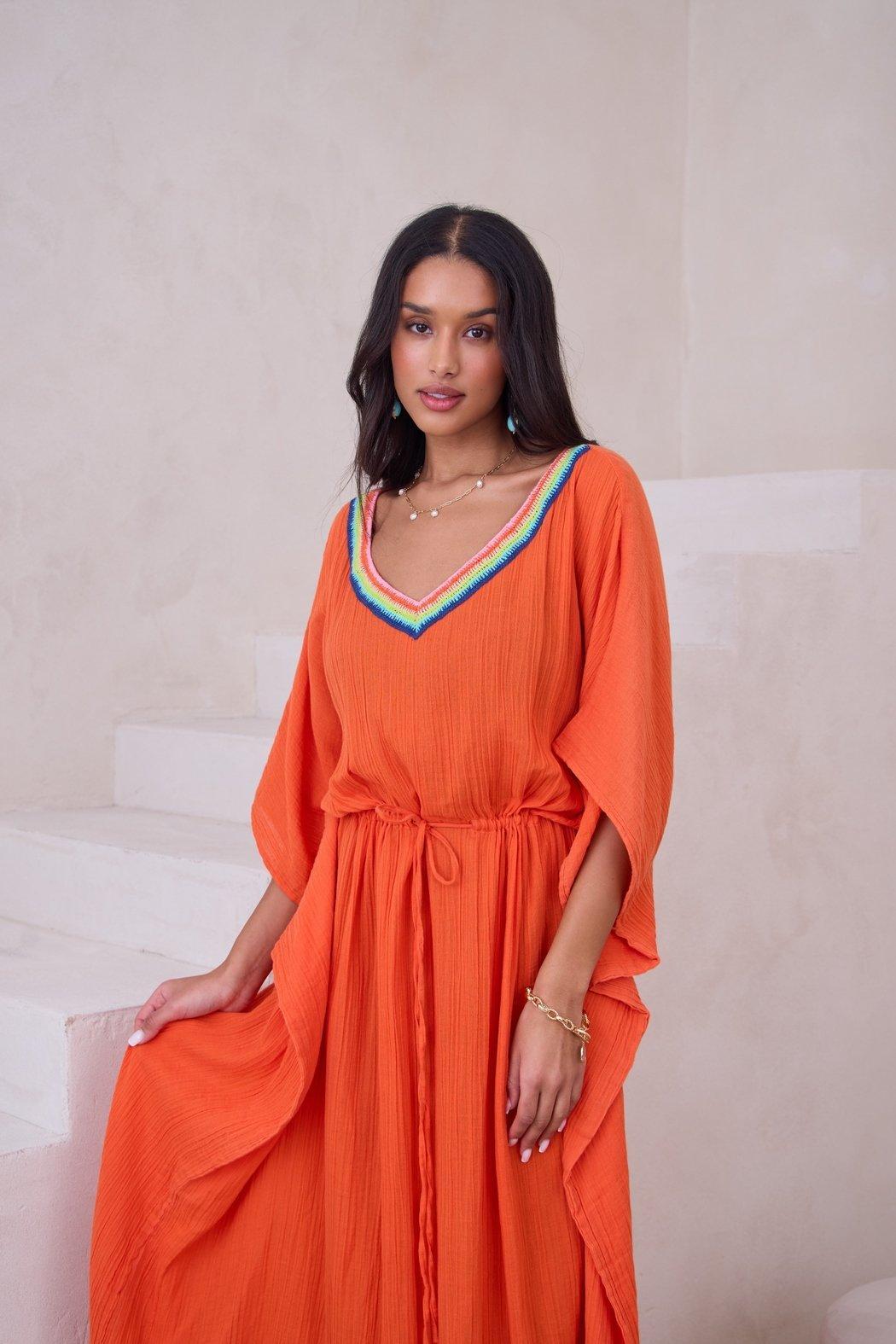 Crochet Rainbow Kaftan Maxi Product Image