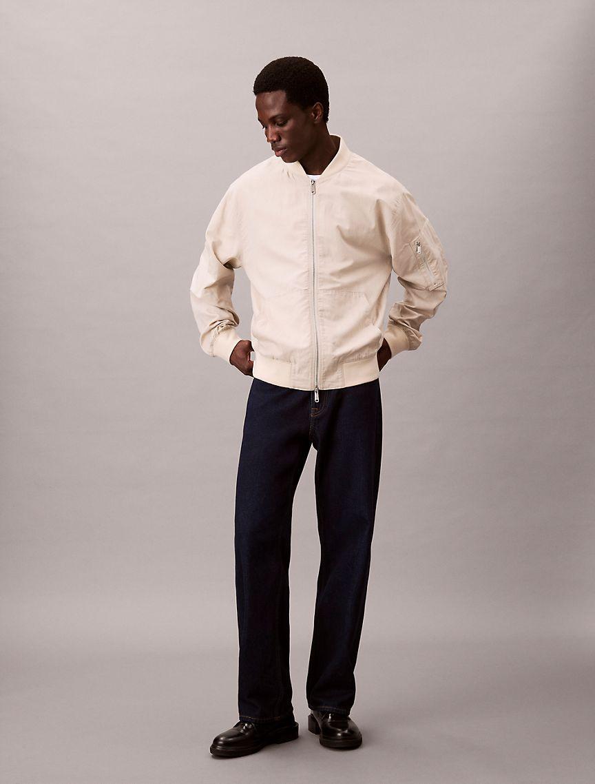 Linen Blend Bomber Jacket Product Image