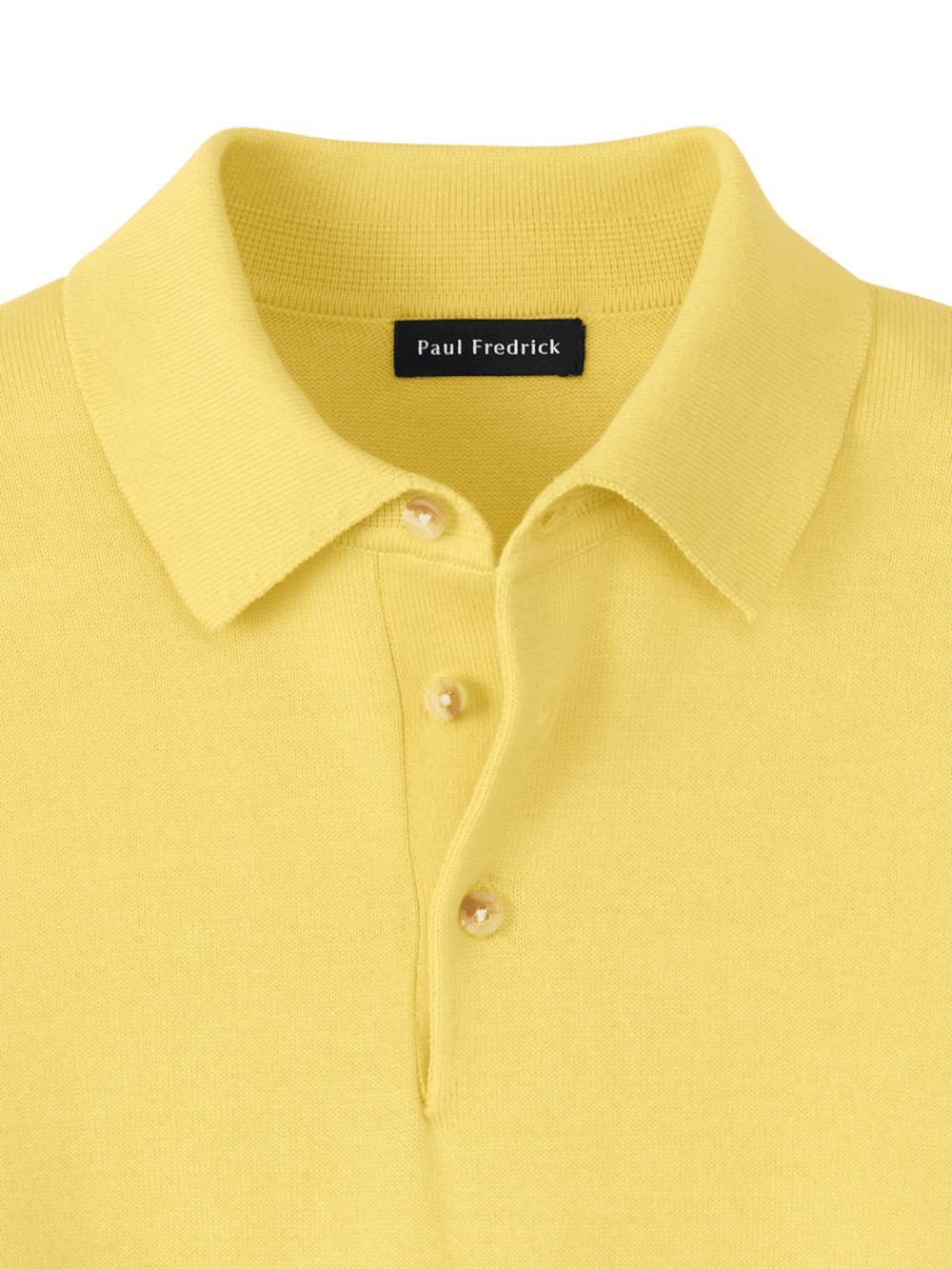 Supima Cotton Three Button Polo - Light Yellow Product Image