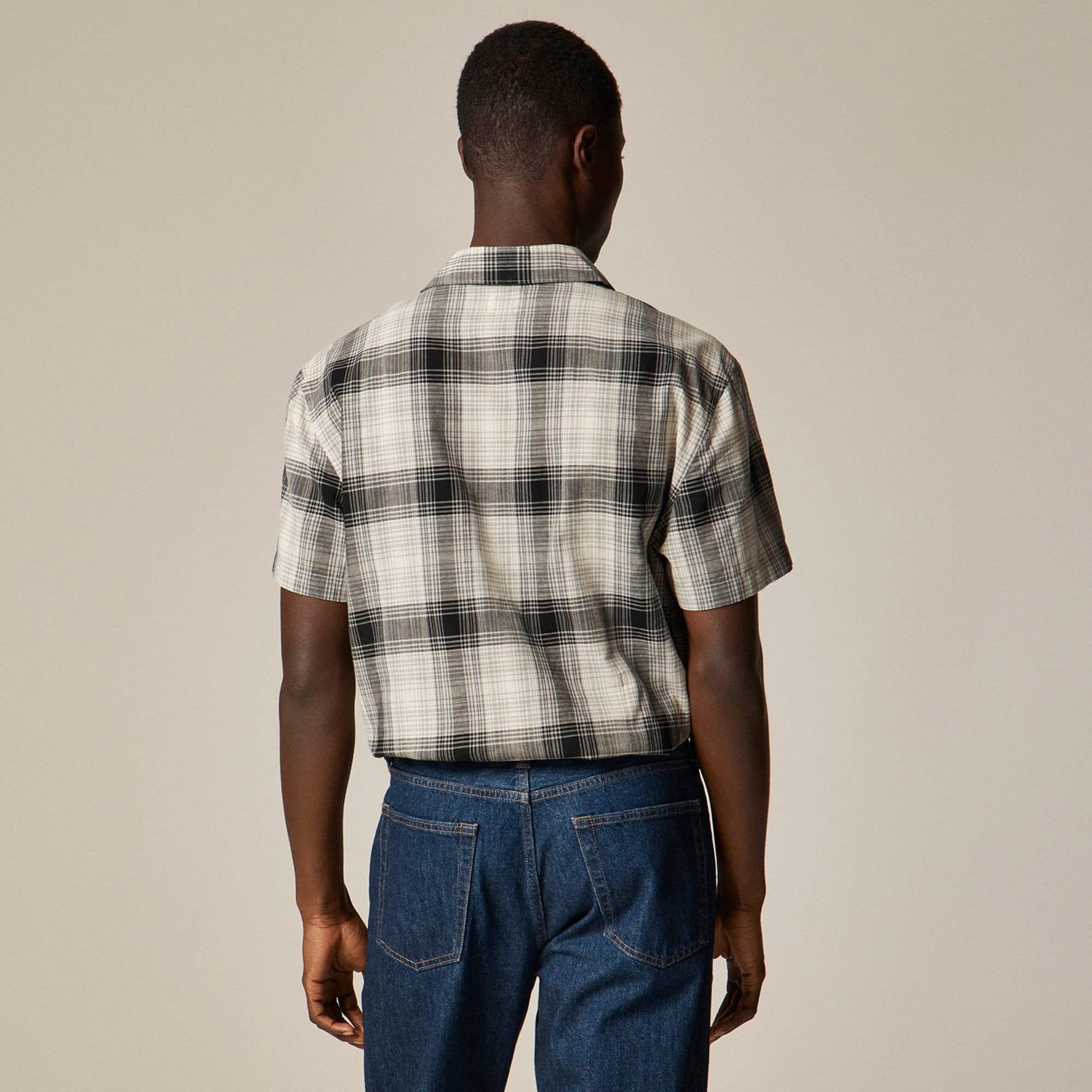 Short-sleeve cotton gauze camp-collar shirt Product Image