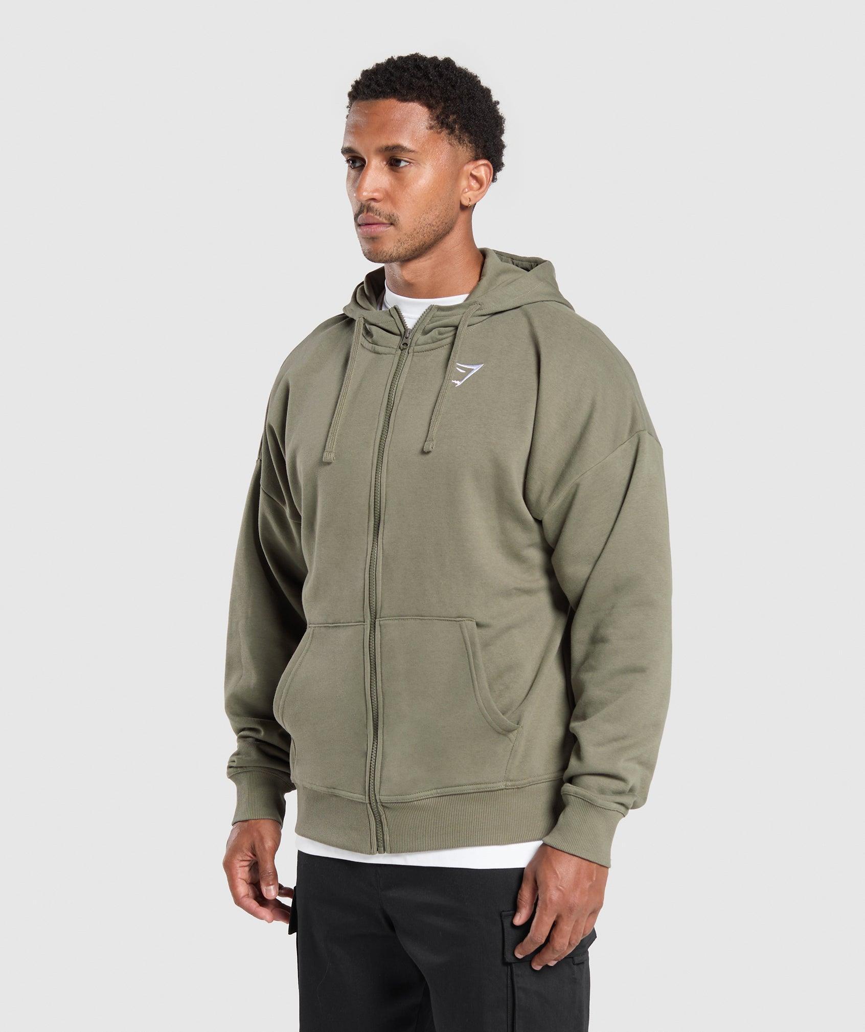 Gymshark Crest Oversized Zip Up Hoodie - Base Green Male Product Image