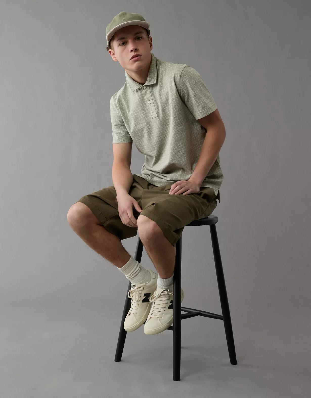 AE 24/7 Club Logo Printed Polo Shirt Product Image