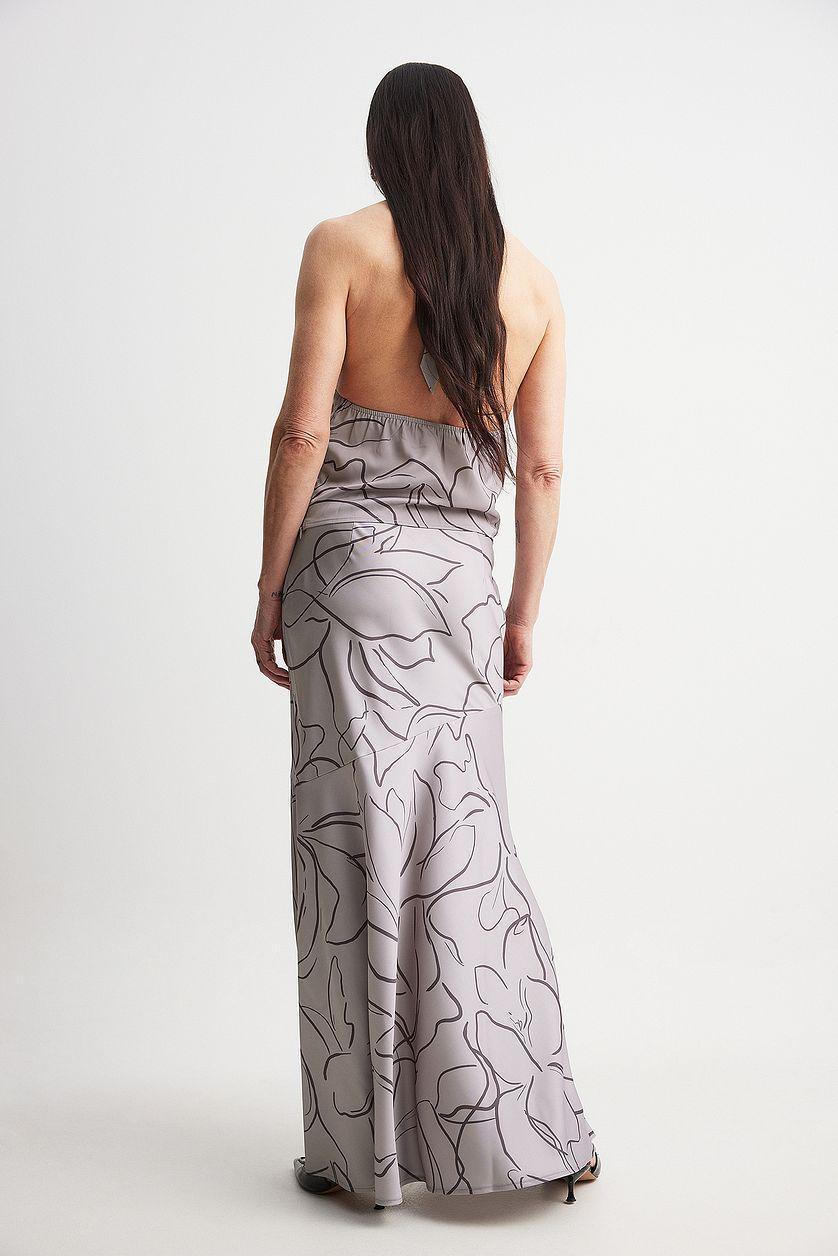Satin Asymmetric Seam Detail Maxi Skirt Product Image