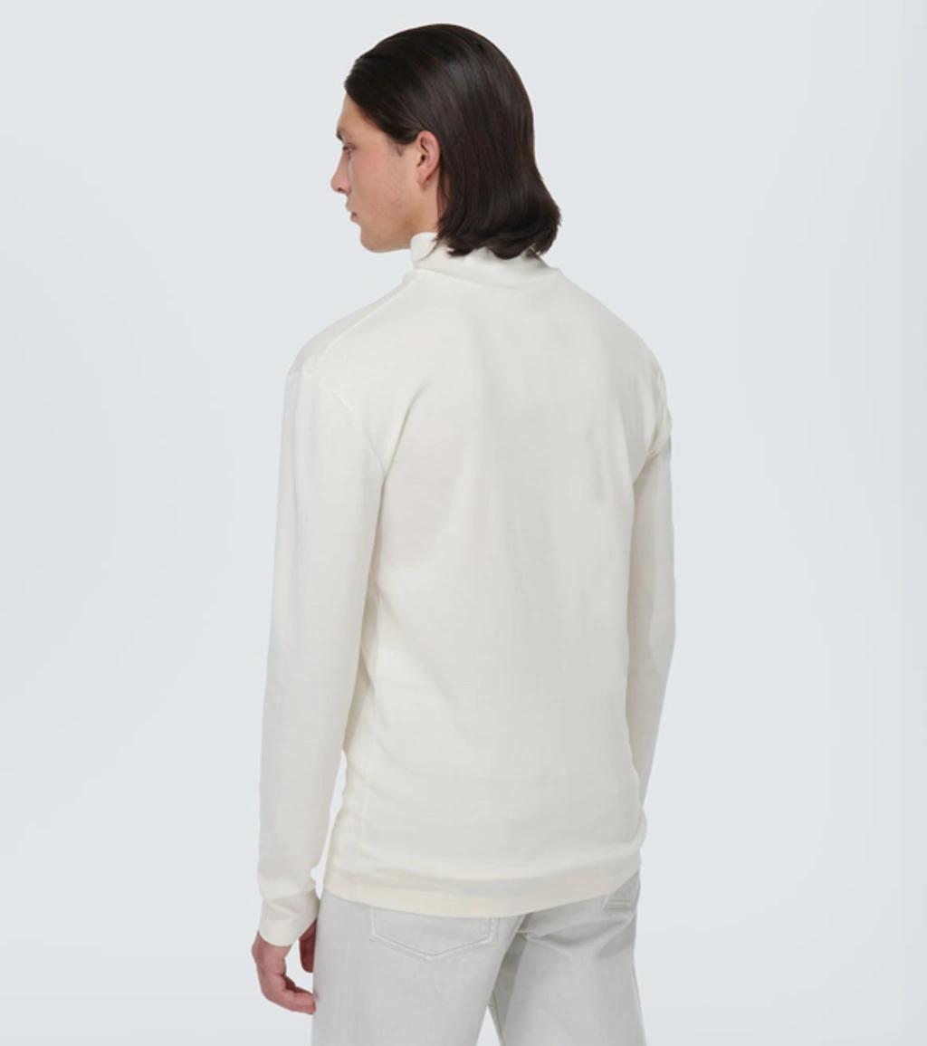 Turtleneck Cotton Jersey Top In White Product Image