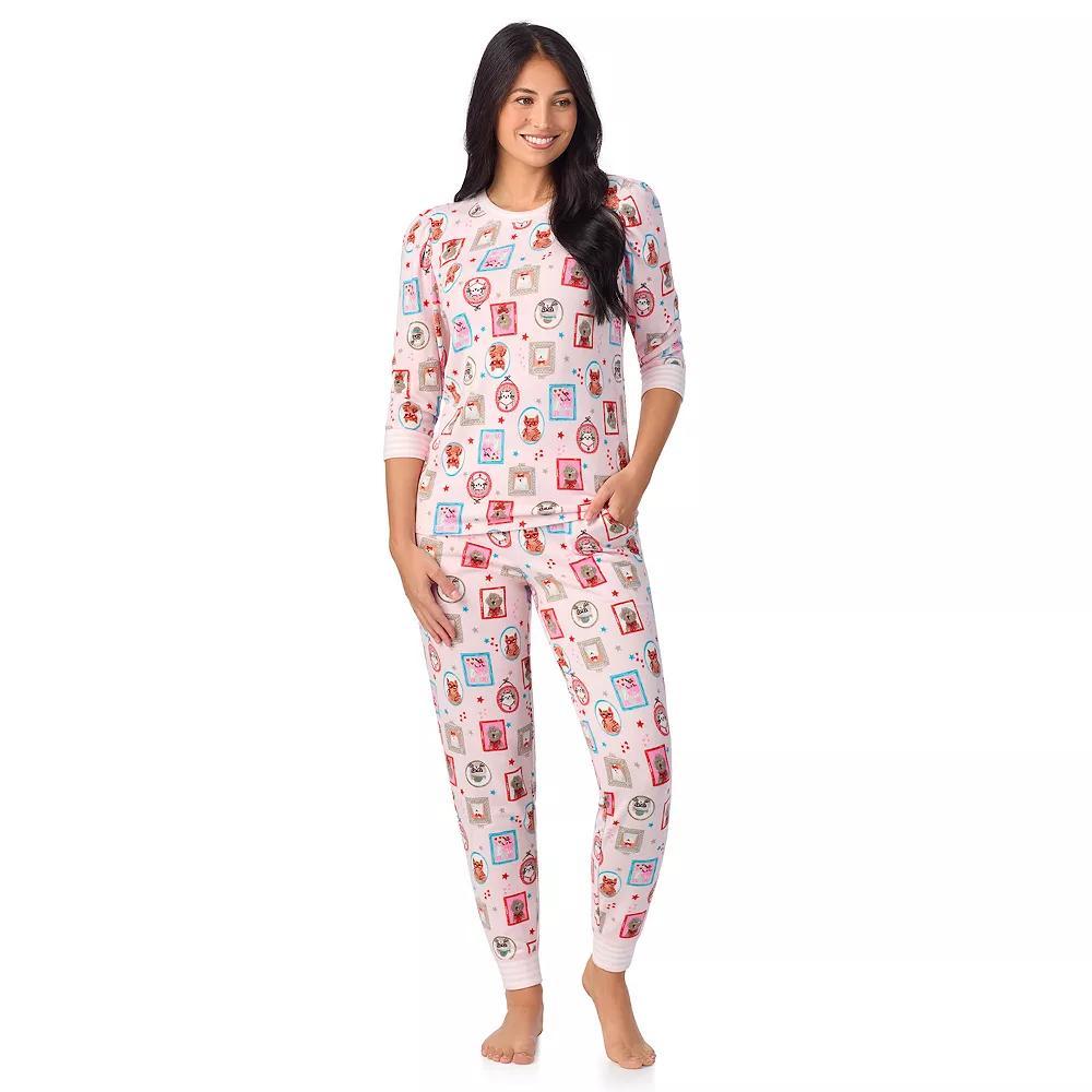 Cuddl Duds® Sweater Knit Pajama Top & Pajama Pants Set, Women's, Size: XL, Pink Pet Frames Product Image