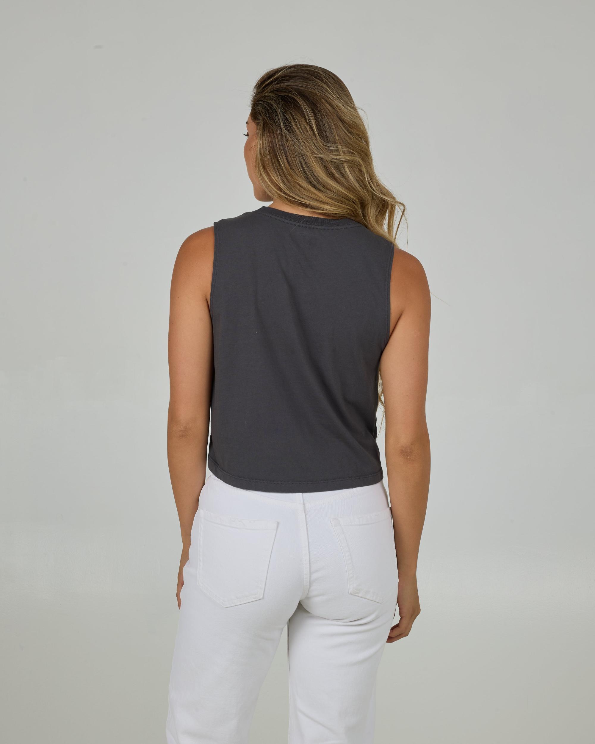 Outside Cropped Tank - Charcoal Female Product Image