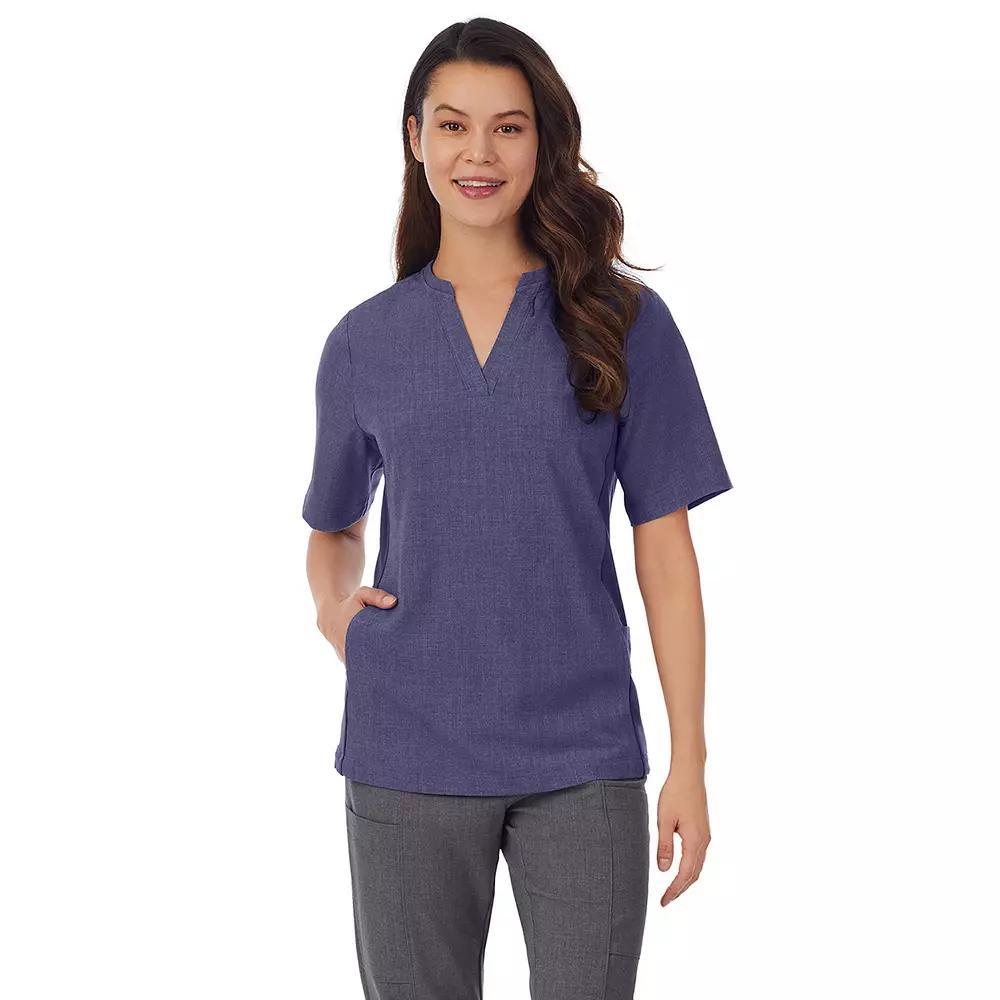 Women's Cuddl Duds® Scrubs 4-Pocket Split Neck Top, Size: XL, Navy Grey Product Image
