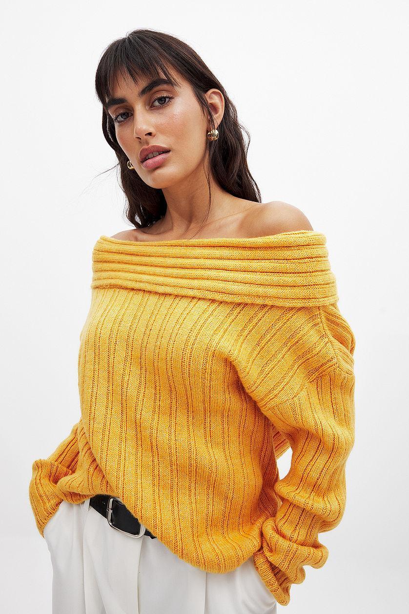 Knitted Off Shoulder Sweater Product Image