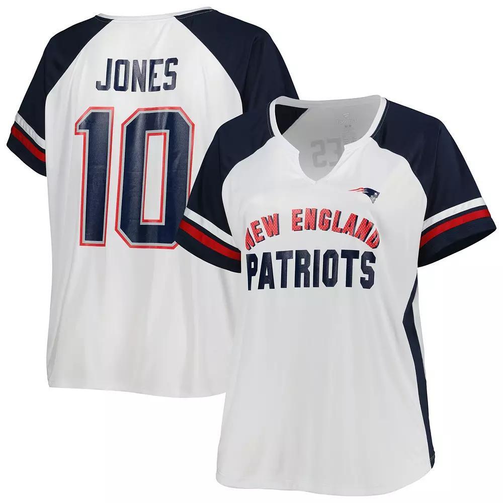 Women's Mac Jones White New England Patriots Plus Size Notch Neck T-Shirt, Size: 3XL Product Image