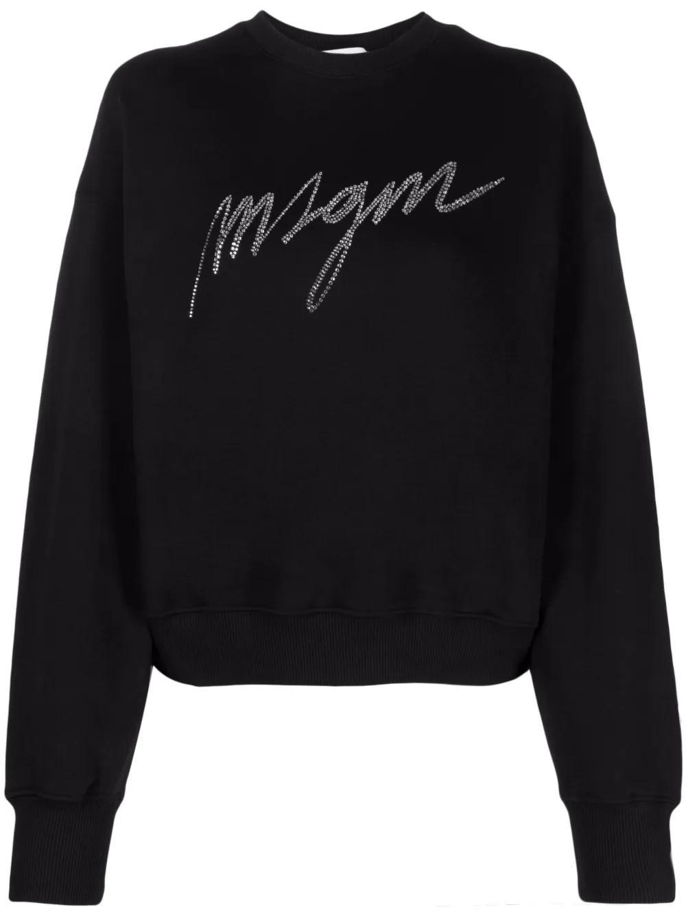 MSGM Rhinestone-embelished Sweatshirt In Nero Neri E Grigi Product Image