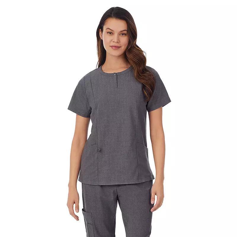 Women's Cuddl Duds® Scrubs Henley Top With 2 Pockets, Size: Large, Ceil Grey Product Image