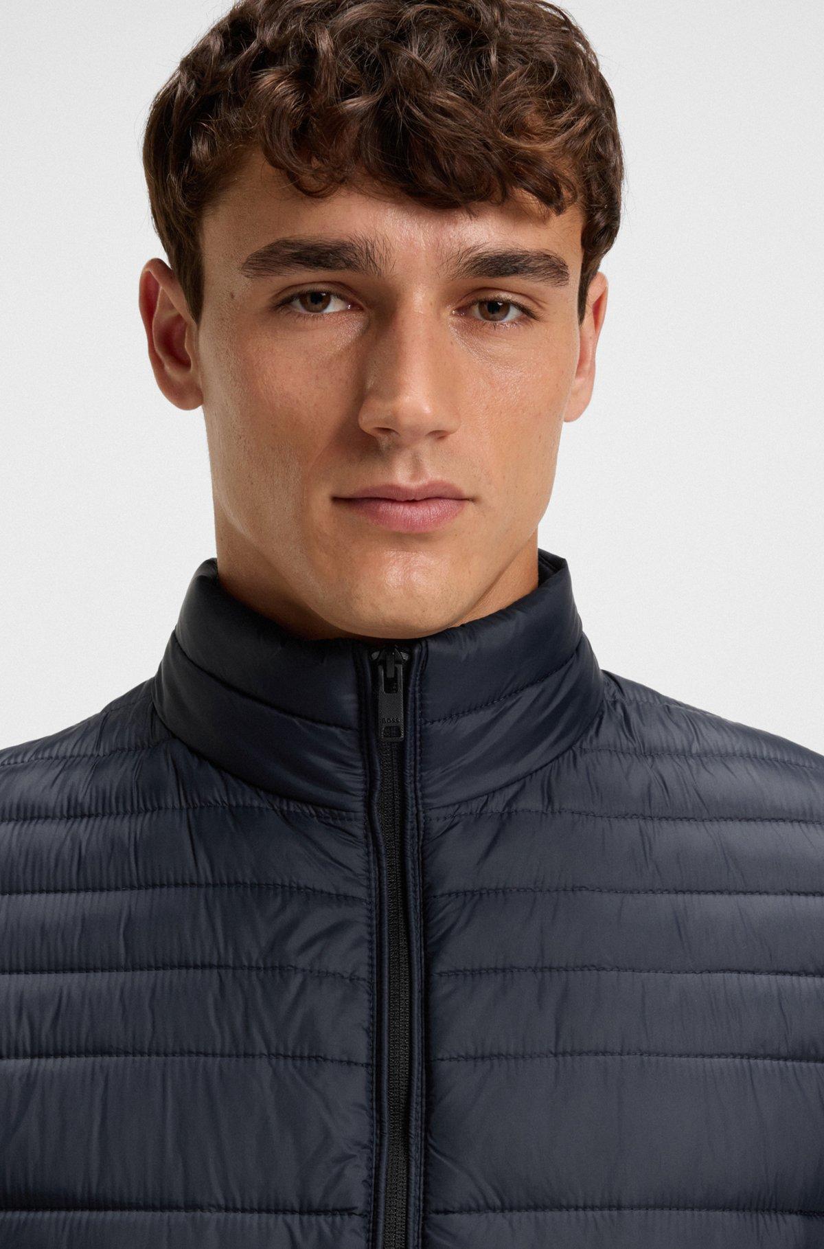 BOSS - Water-repellent quilted field jacket with packable hood - Dark Blue Product Image