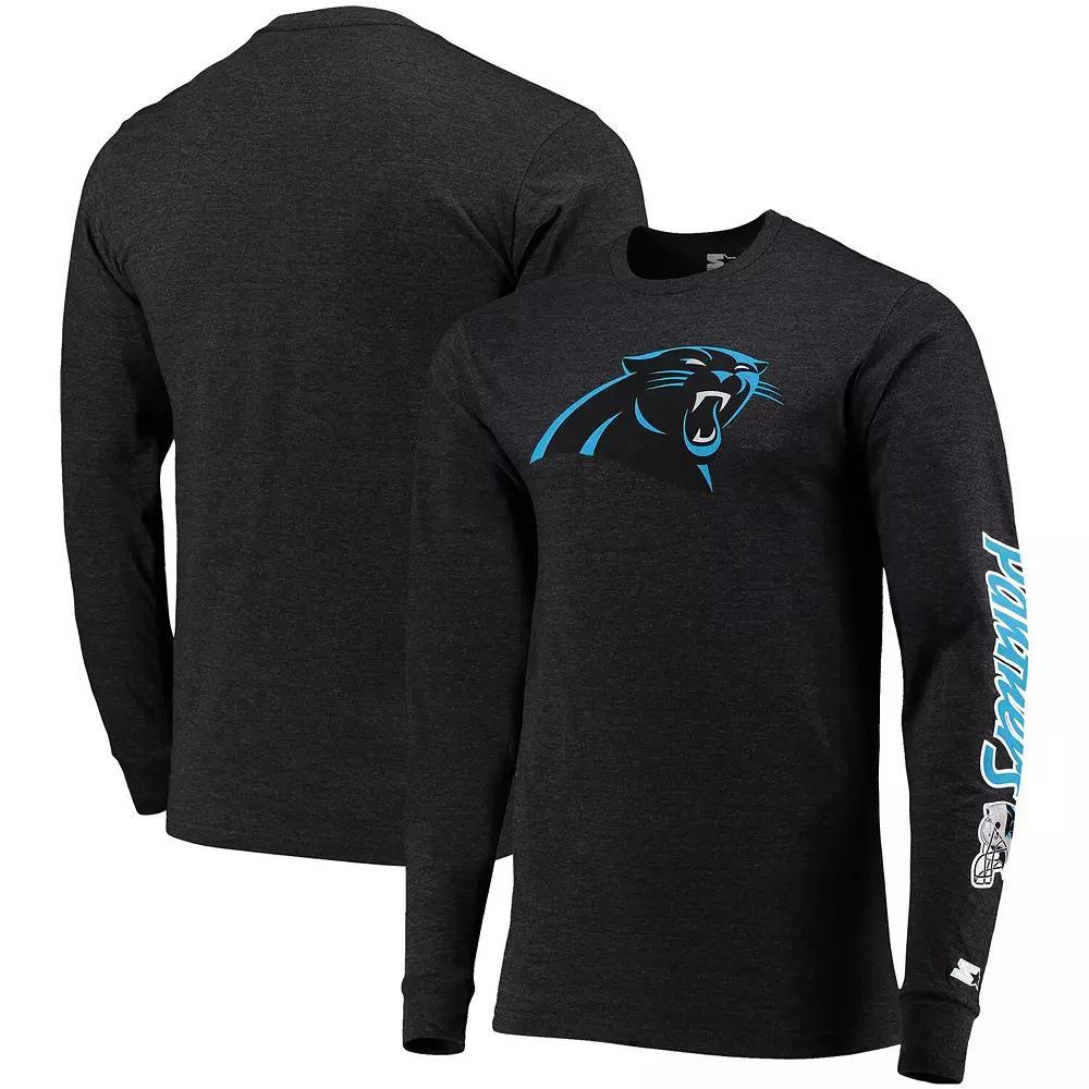 Men's Starter Heathered Black Carolina Panthers Halftime Long Sleeve T-Shirt,  Product Image