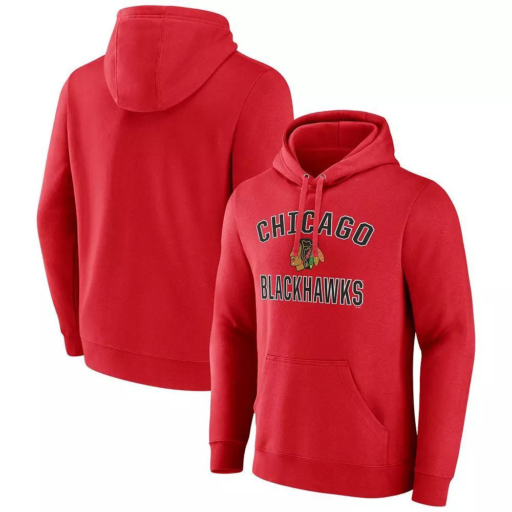 Men's Fanatics Red Chicago Blackhawks Victory Arch Pullover Hoodie,  Product Image