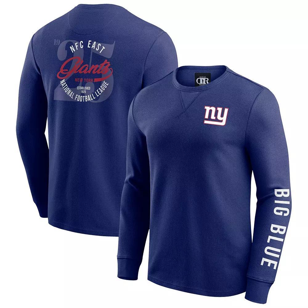 Men's Darius Rucker Collection by Fanatics Royal New York Giants Washed Waffle-Knit Long Sleeve T-Shirt, Size: 2XL, Blue Product Image