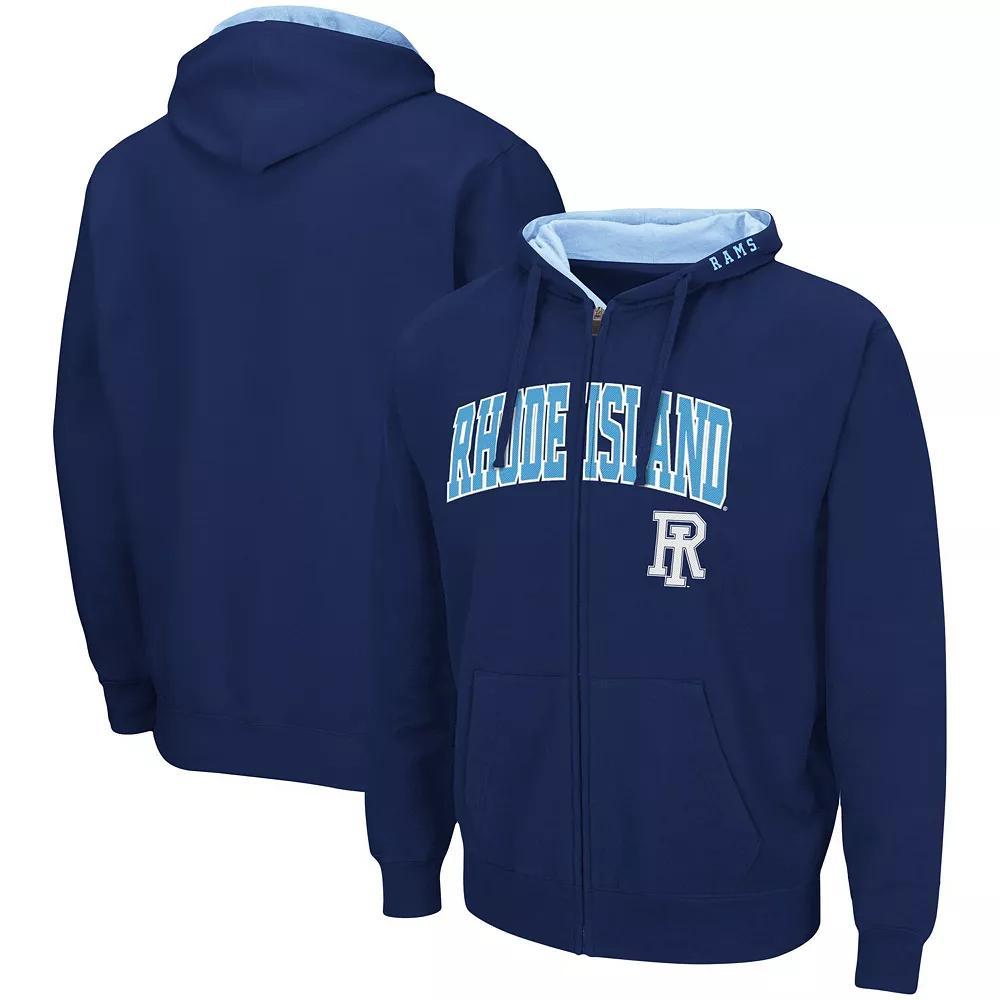 Men's Colosseum Navy Rhode Island Rams Arch & Logo 3.0 Full-Zip Hoodie, Size: 2XL, Uri Blue Product Image