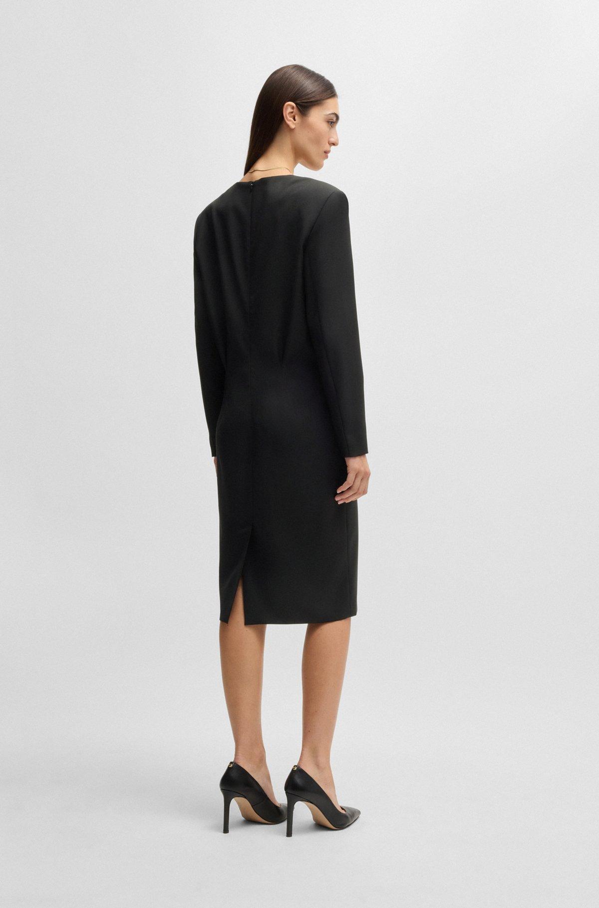 Tailored V-neck dress with flap pockets in relaxed fit Product Image