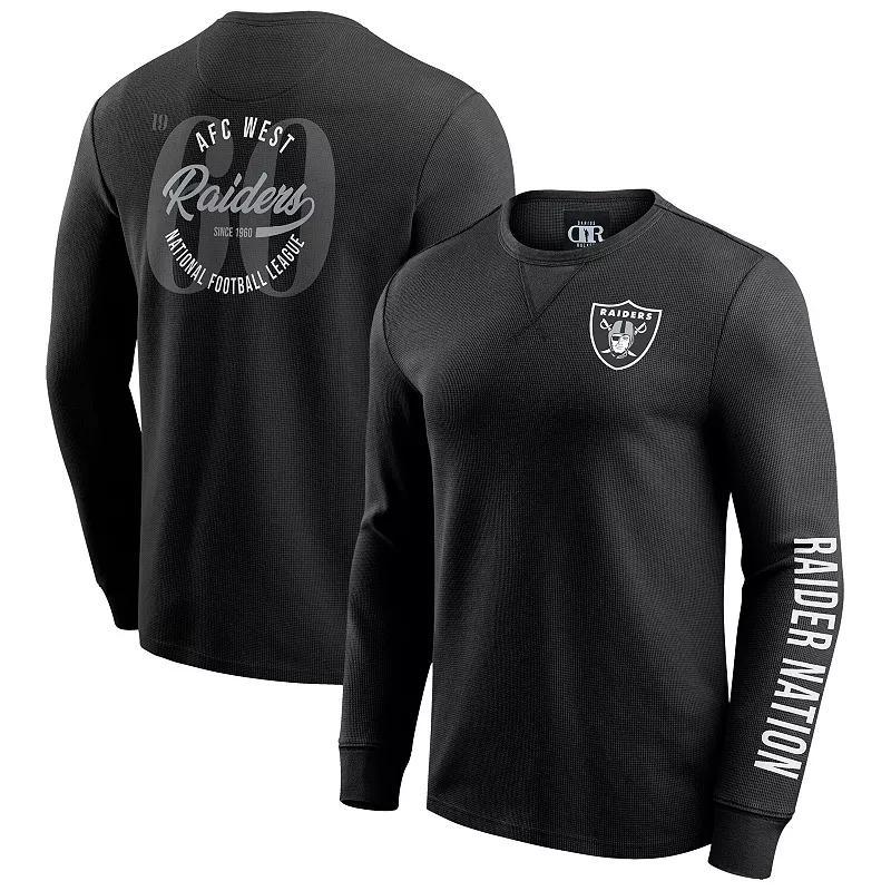 Men's Darius Rucker Collection by Fanatics Black Las Vegas Raiders Washed Waffle-Knit Long Sleeve T-Shirt, Size: Large, Lvr Black Product Image