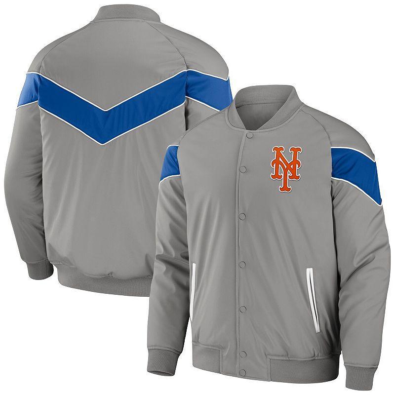 Men's Darius Rucker Collection by Fanatics Gray New York Mets Baseball Raglan Full-Snap Jacket, Size: Large, Grey Product Image