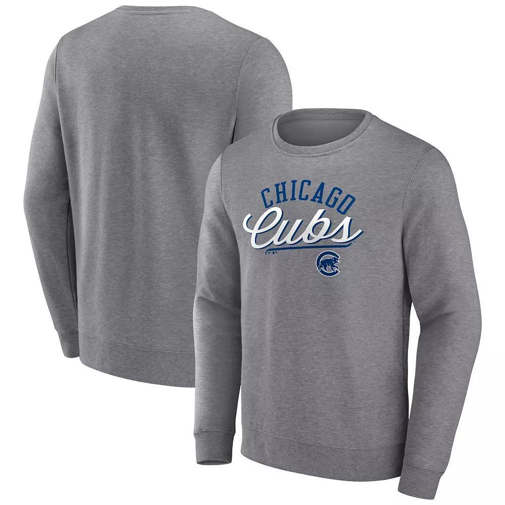 Men's Fanatics Branded Heather Gray Chicago Cubs Simplicity Pullover Sweatshirt,  Product Image