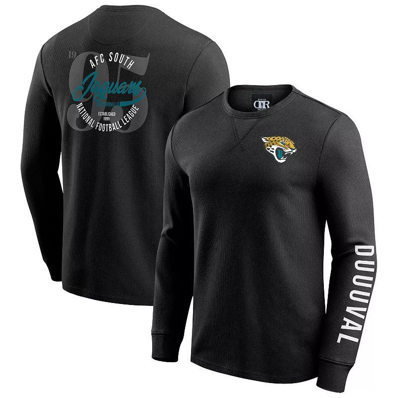 Men's Darius Rucker Collection by Fanatics Black Jacksonville Jaguars Washed Waffle-Knit Long Sleeve T-Shirt, Size: XL Product Image