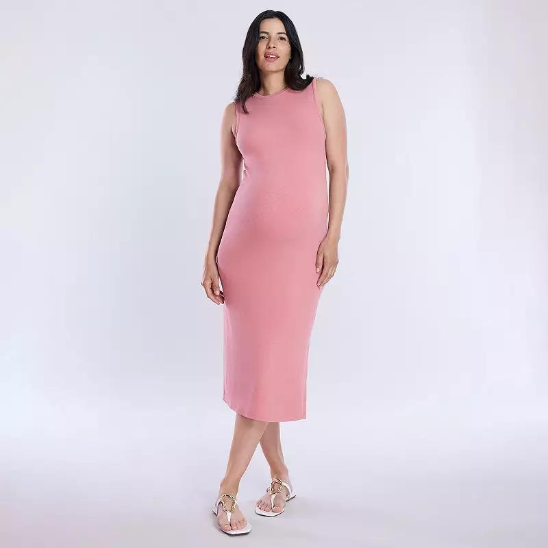 Maternity Motherhood Rib Knit Midi Dress, Womens Product Image