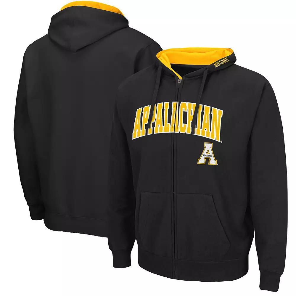 Men's Colosseum Black Appalachian State Mountaineers Arch & Logo 3.0 Full-Zip Hoodie,  Product Image