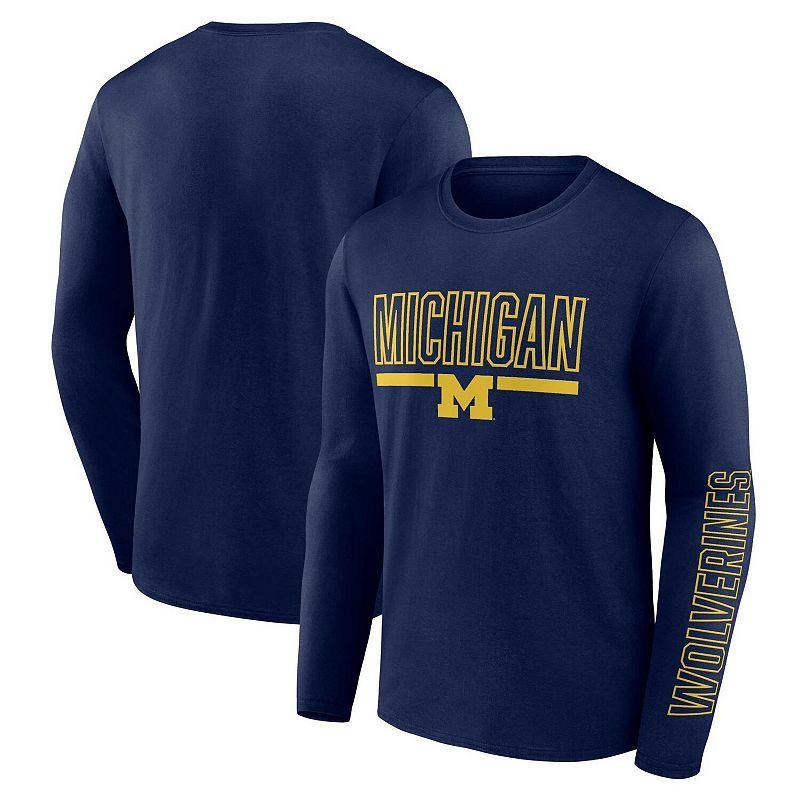 Men's Profile Navy Michigan Wolverines Big & Tall Two-Hit Graphic Long Sleeve T-Shirt, Size: 4XB, Blue Product Image