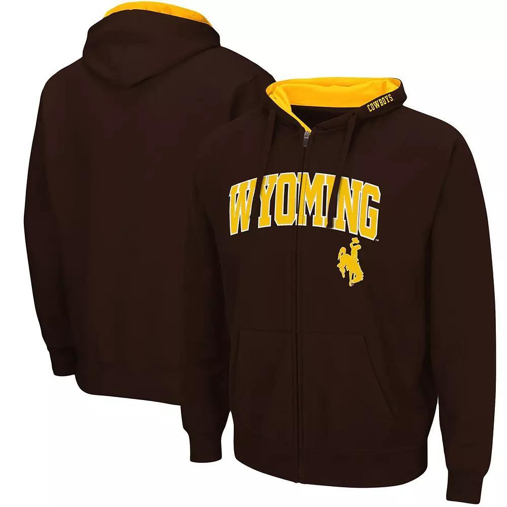 Men's Colosseum Brown Wyoming Cowboys Arch & Logo 3.0 Full-Zip Hoodie, Size: Small, Wyo Brown Product Image