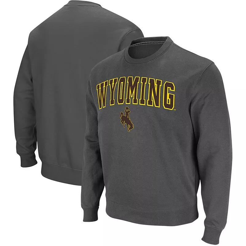 Men's Colosseum Charcoal Wyoming Cowboys Arch & Logo Tackle Twill Pullover Sweatshirt, Size: 3XL, Wyo Charco Product Image