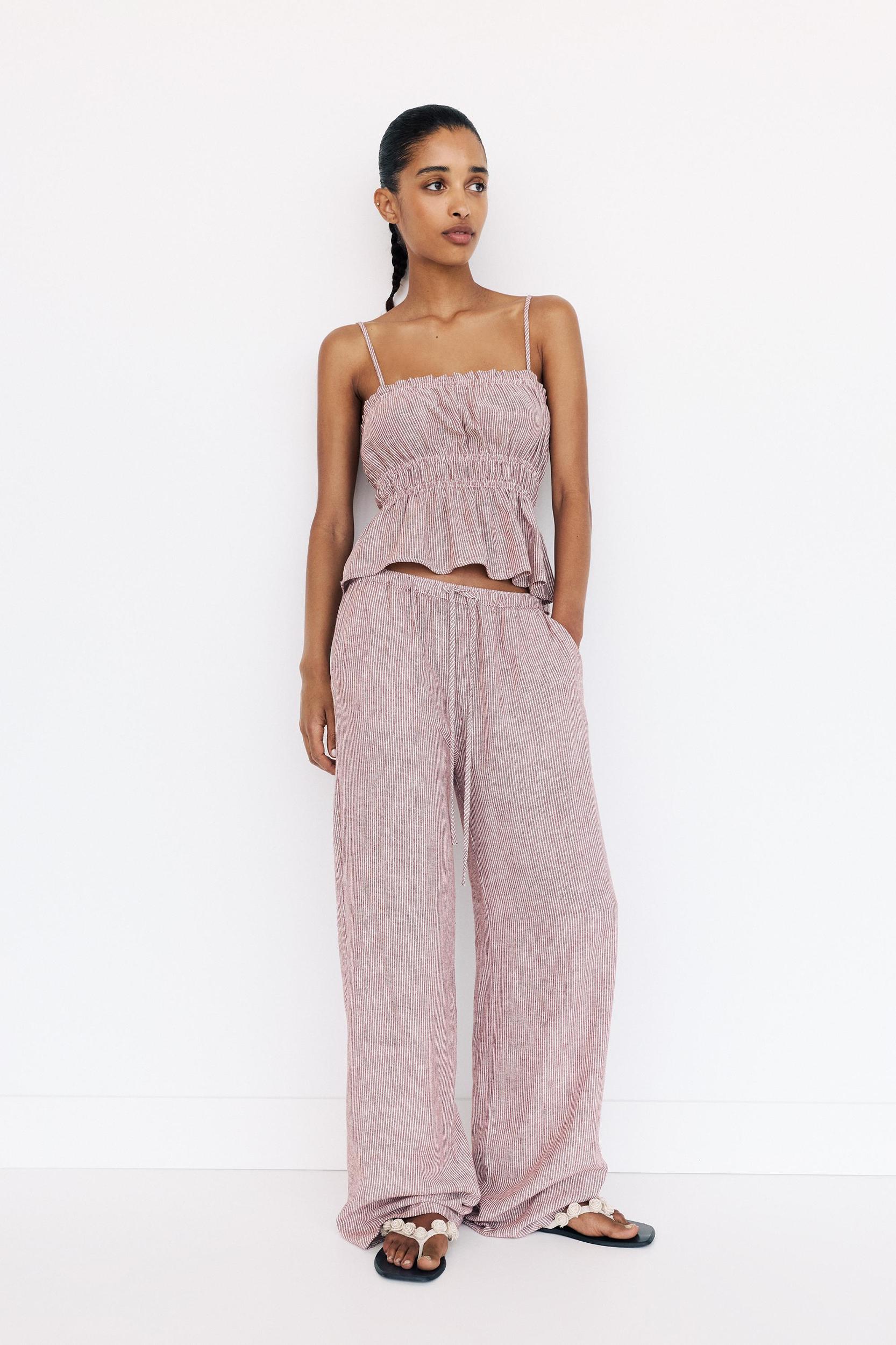 Striped pajama-style pants Product Image