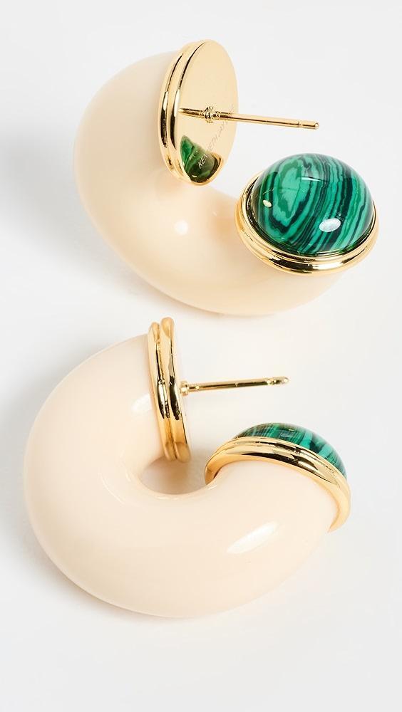 Kenneth Jay Lane Malachite End Hoop Earrings | Shopbop Product Image