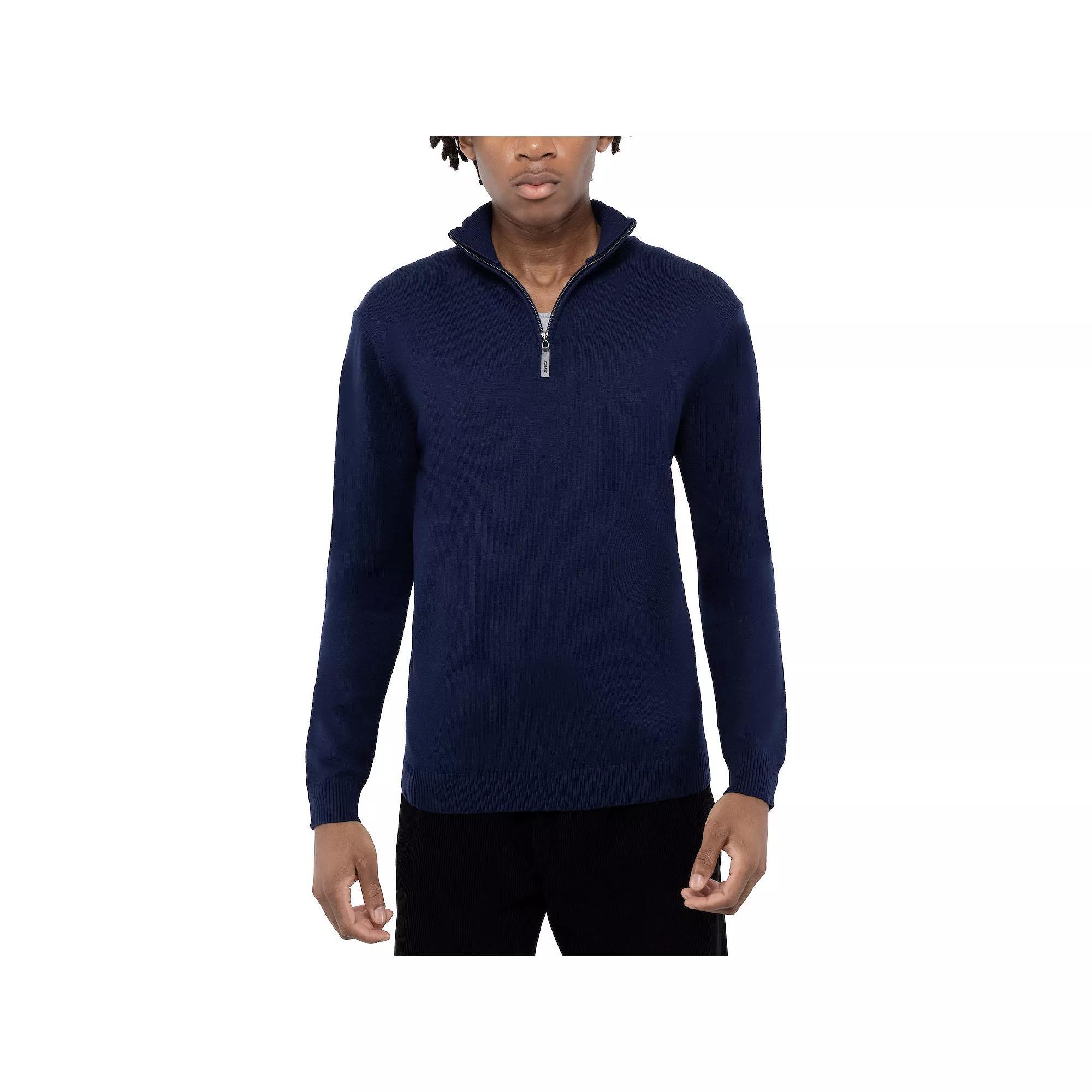 Men's Xray Quarter Zip Mockneck Sweater, Size: Medium, Blue Product Image